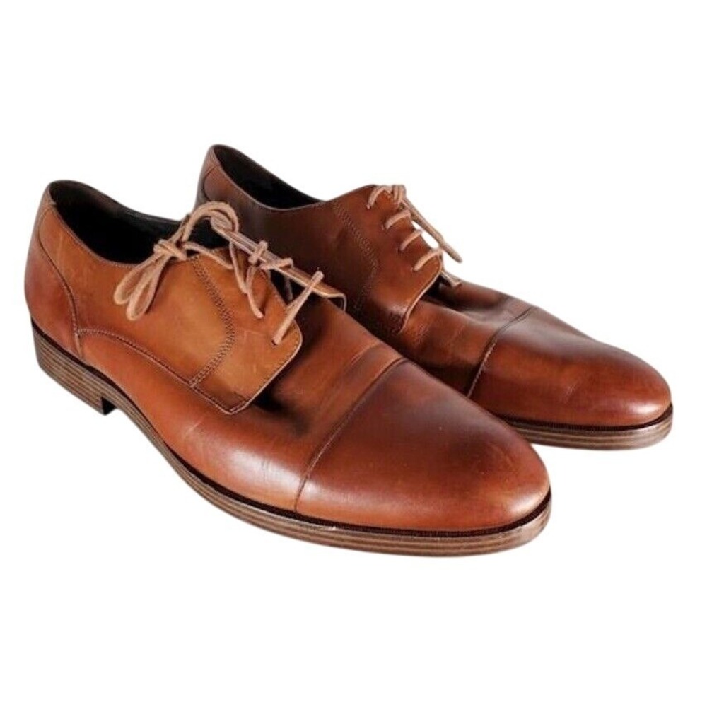 Cole Haan Grand OS Men's 10‎ M British Tan Leather Round Cap Toe Derby Shoes